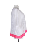 White T-Shirt With Neon Pink Fringes