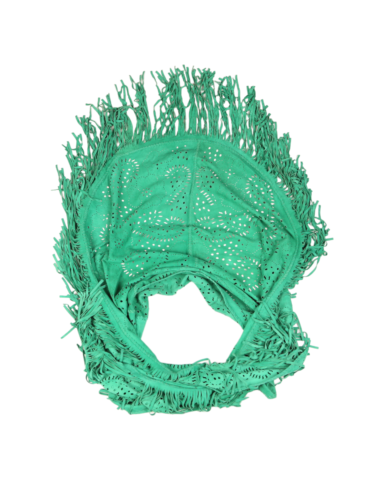 Green Suede Scarf With Fringes