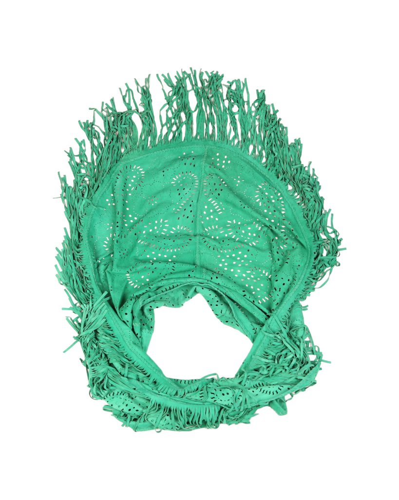 Green Suede Scarf With Fringes