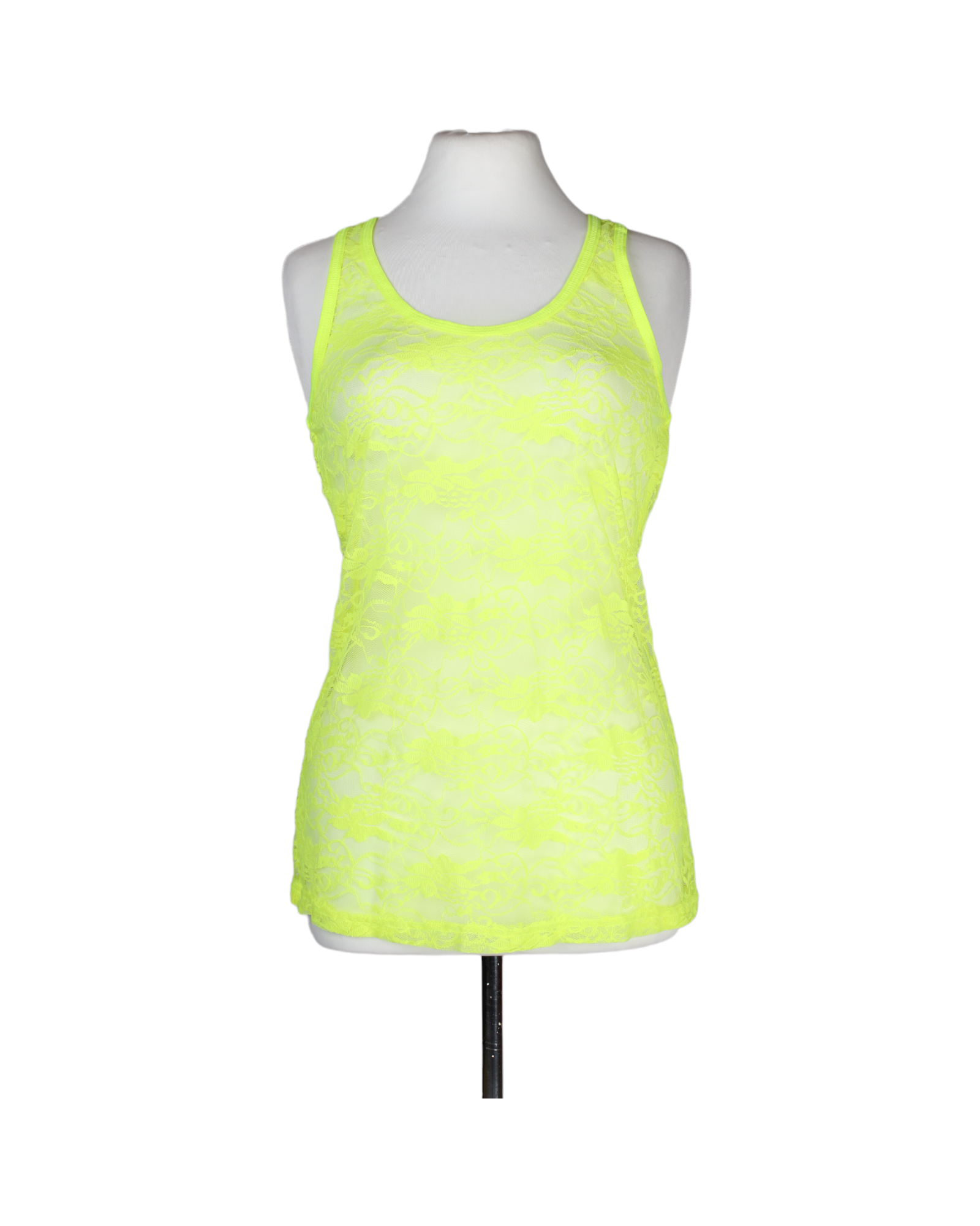 No Boundaries Neon Yellow Lace Tank