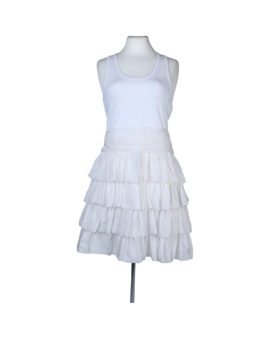 Manoush White Ruffled Knee Length Dress