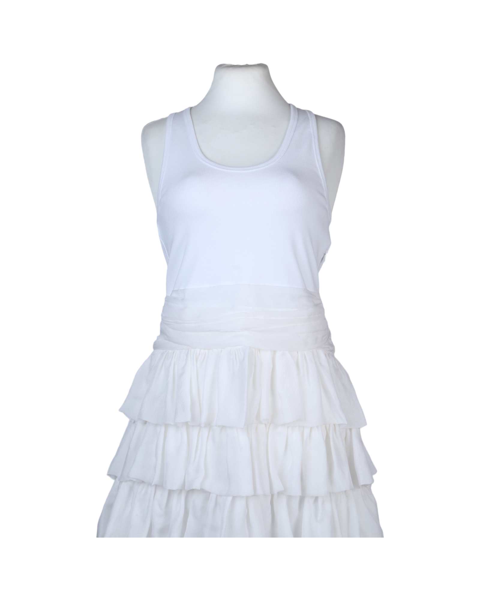 Manoush White Ruffled Knee Length Dress