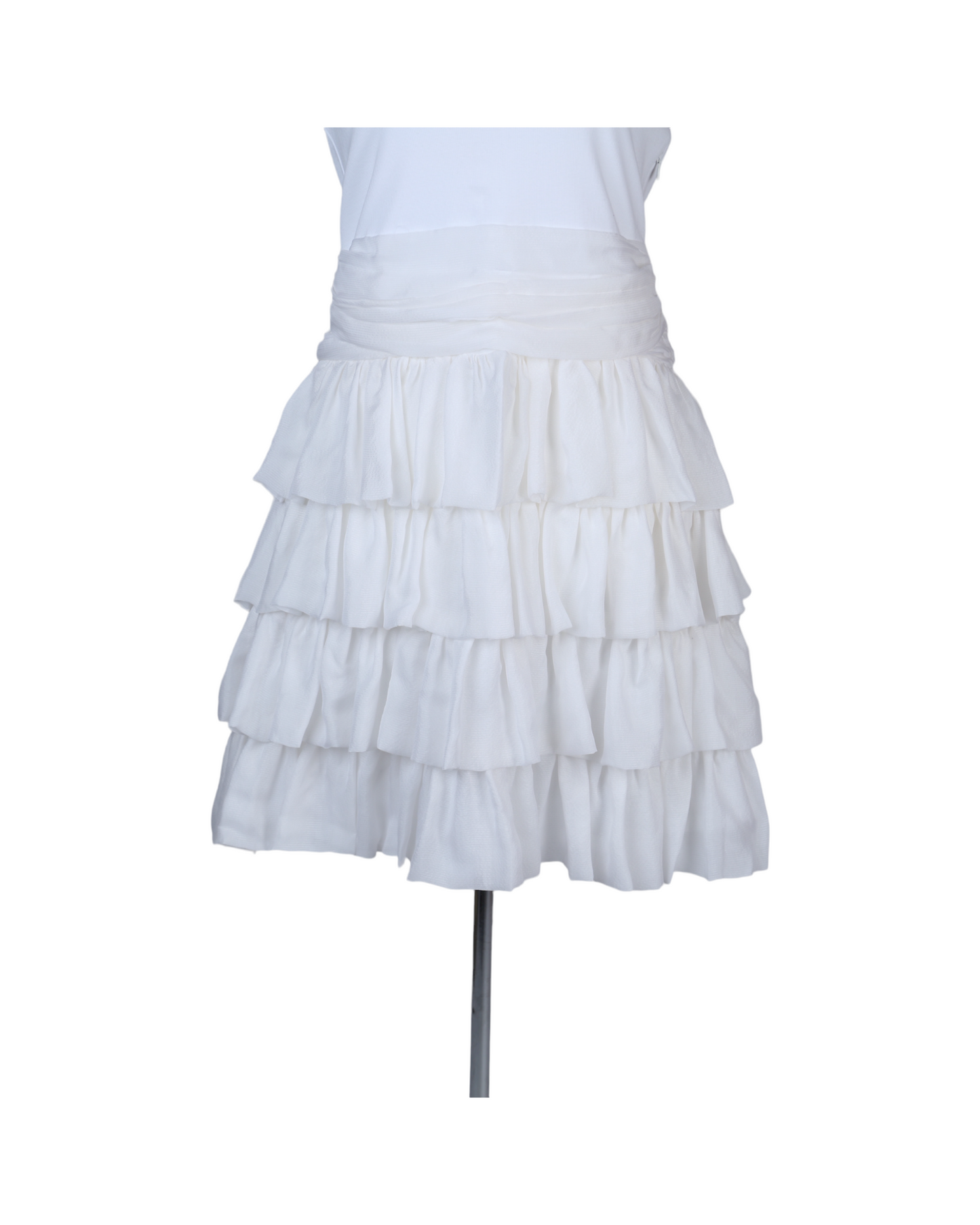 فستان مكشكش بطول الركبة باللون الأبيض من متجر منوش
