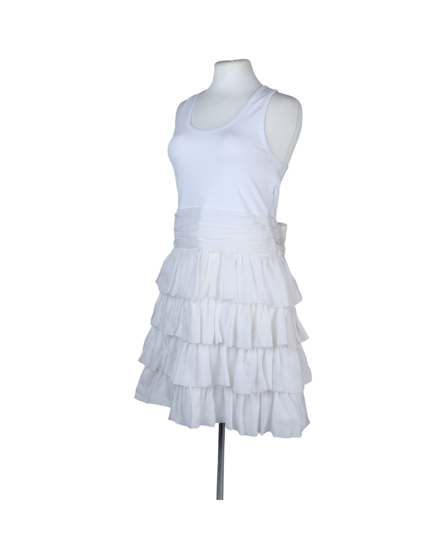 Manoush White Ruffled Knee Length Dress