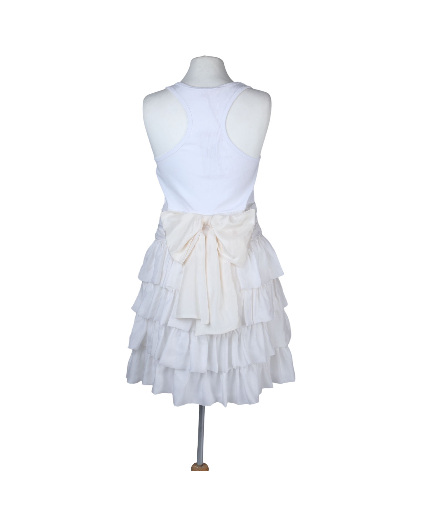 Manoush White Ruffled Knee Length Dress
