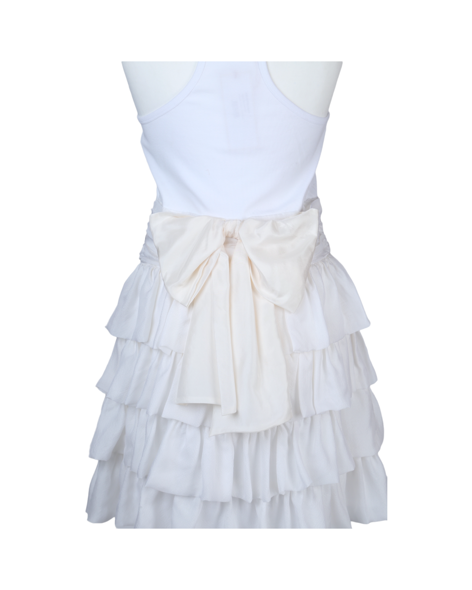 Manoush White Ruffled Knee Length Dress