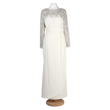 G. Kazazian Maxi White Long Sleeve Gown With Embroidery