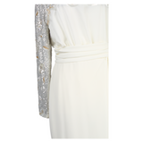 G. Kazazian Maxi White Long Sleeve Gown With Embroidery