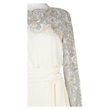 G. Kazazian Maxi White Long Sleeve Gown With Embroidery