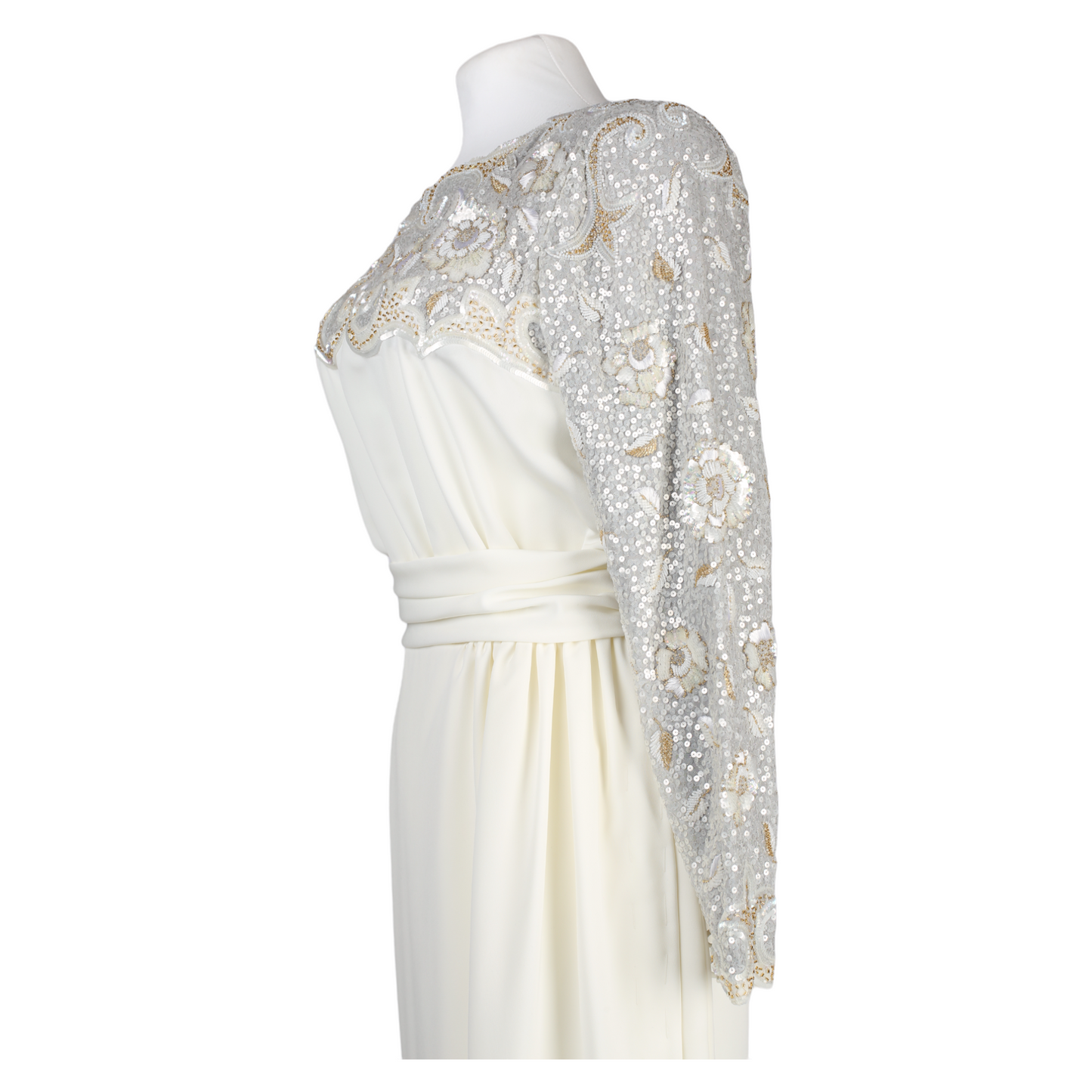 G. Kazazian Maxi White Long Sleeve Gown With Embroidery