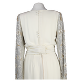 G. Kazazian Maxi White Long Sleeve Gown With Embroidery