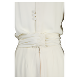 G. Kazazian Maxi White Long Sleeve Gown With Embroidery