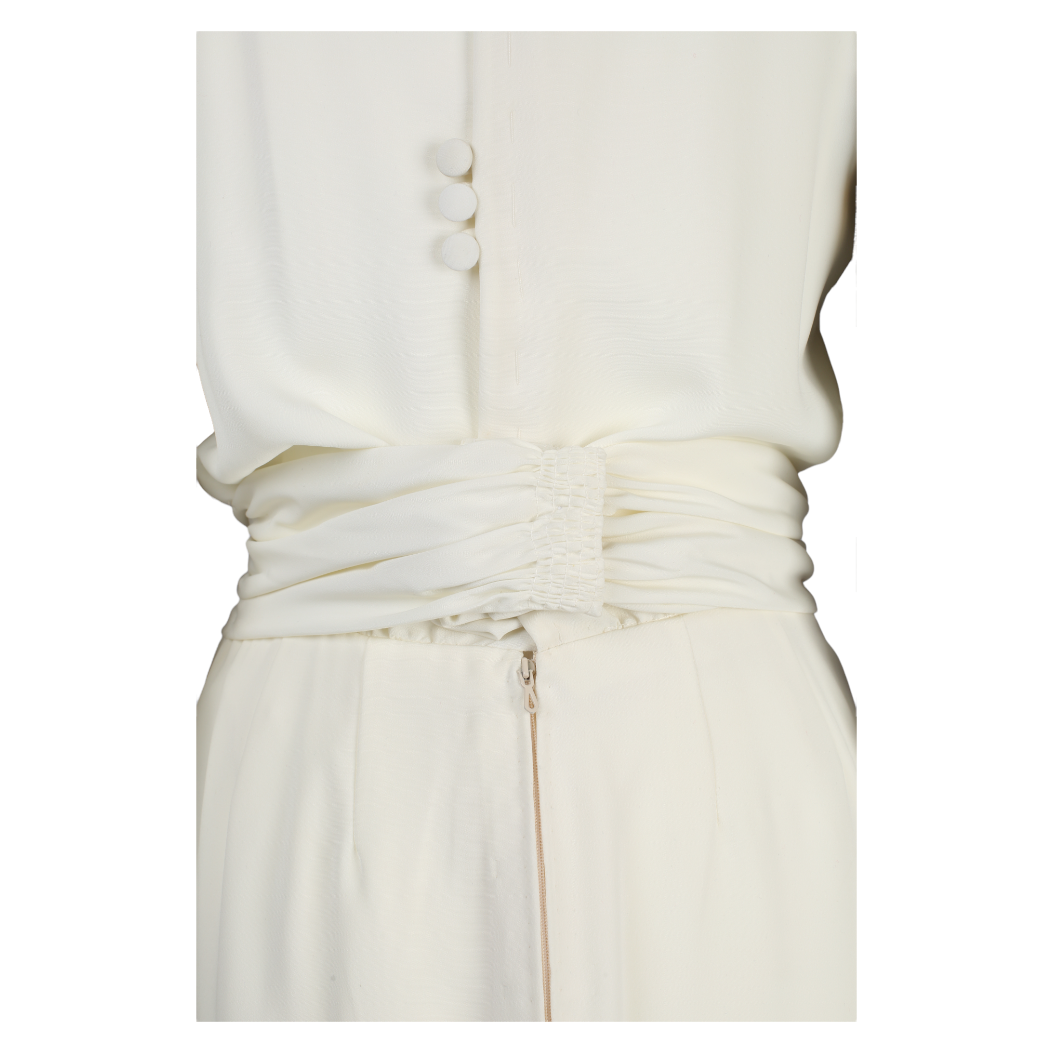 G. Kazazian Maxi White Long Sleeve Gown With Embroidery