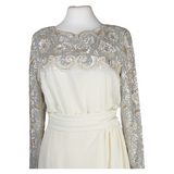 G. Kazazian Maxi White Long Sleeve Gown With Embroidery