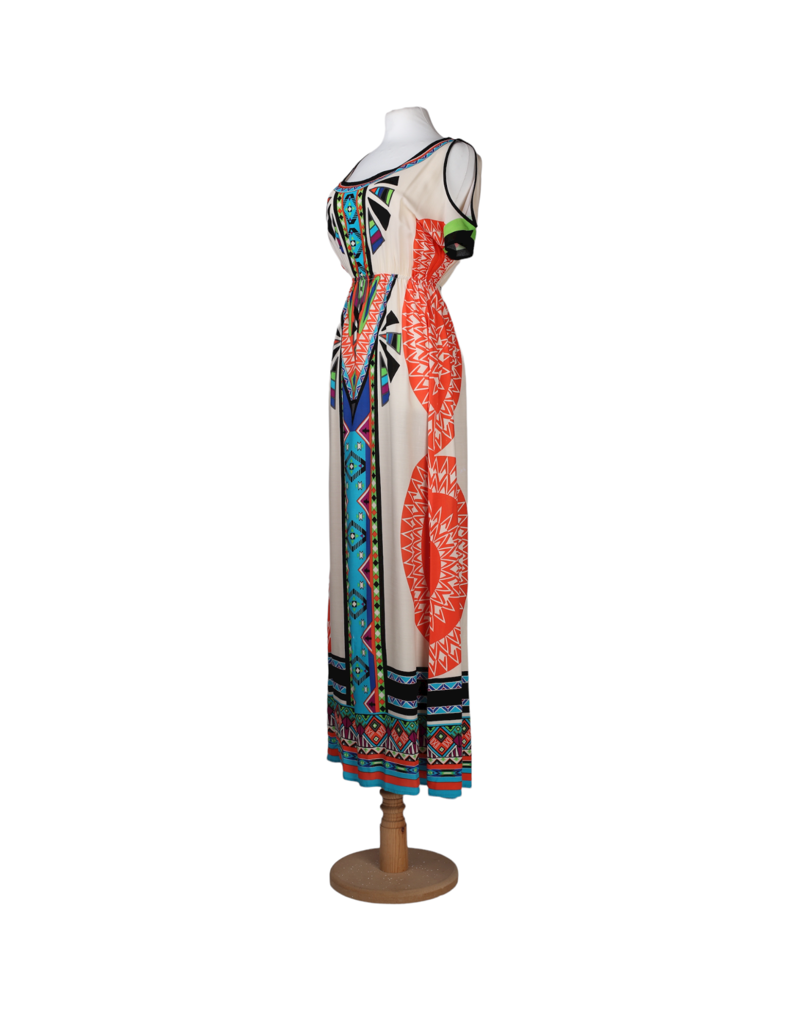 فستان ماكسي بنقوش حضارة الأزتك باللون البيج من متجر بيتش بف