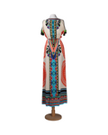 PeachPuff Cream Multi Aztec Maxi Dress