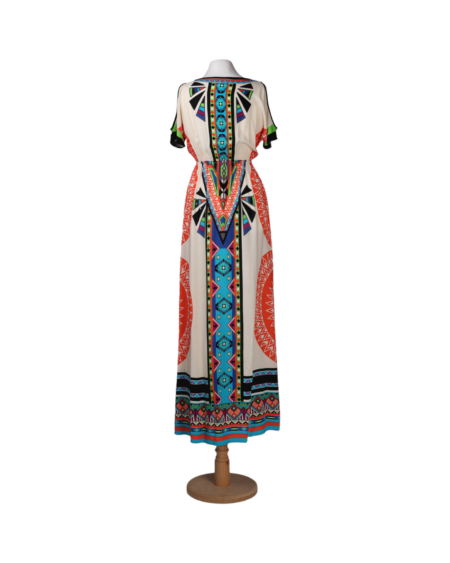 فستان ماكسي بنقوش حضارة الأزتك باللون البيج من متجر بيتش بف