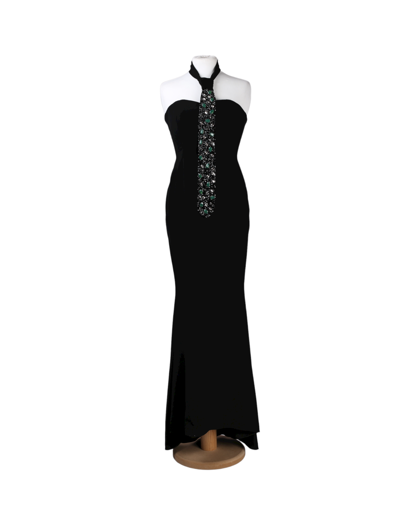 David Meister Long black sleeveless dress