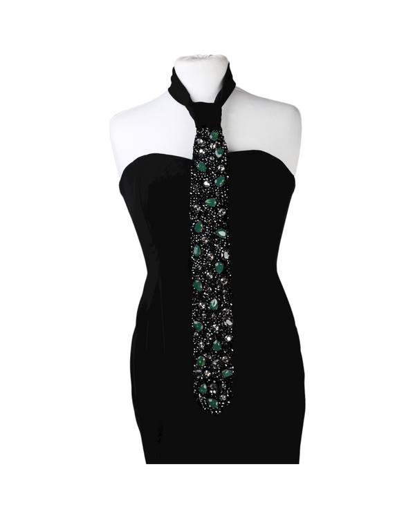David Meister Long black sleeveless dress