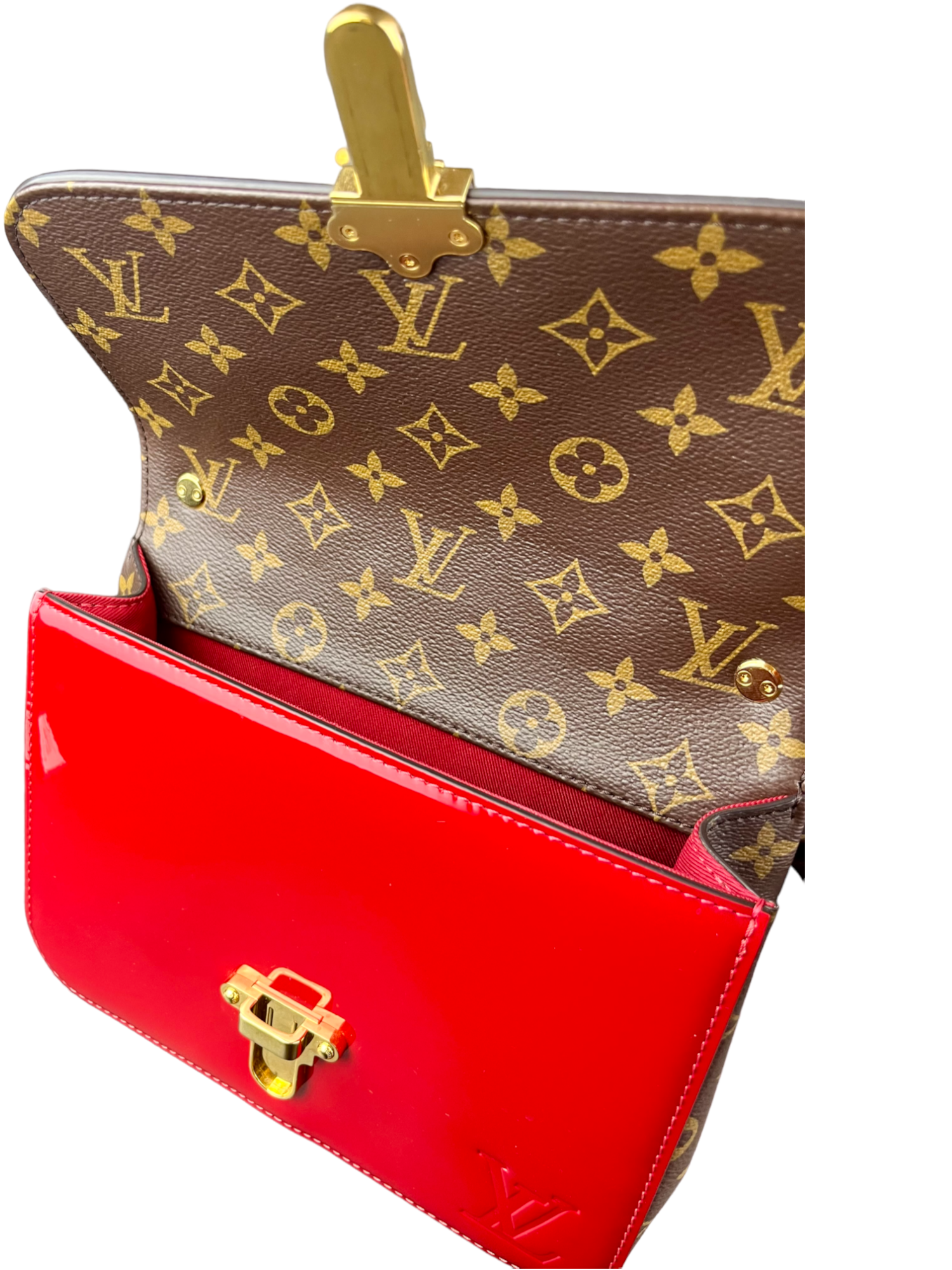 Louis Vuitton Patent Calfskin Monogram Cherrywood BB Scarlet