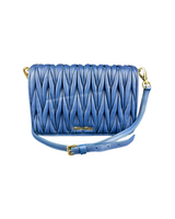 Miu Miu Blue Matelassé Leather Flap Crossbody Bag