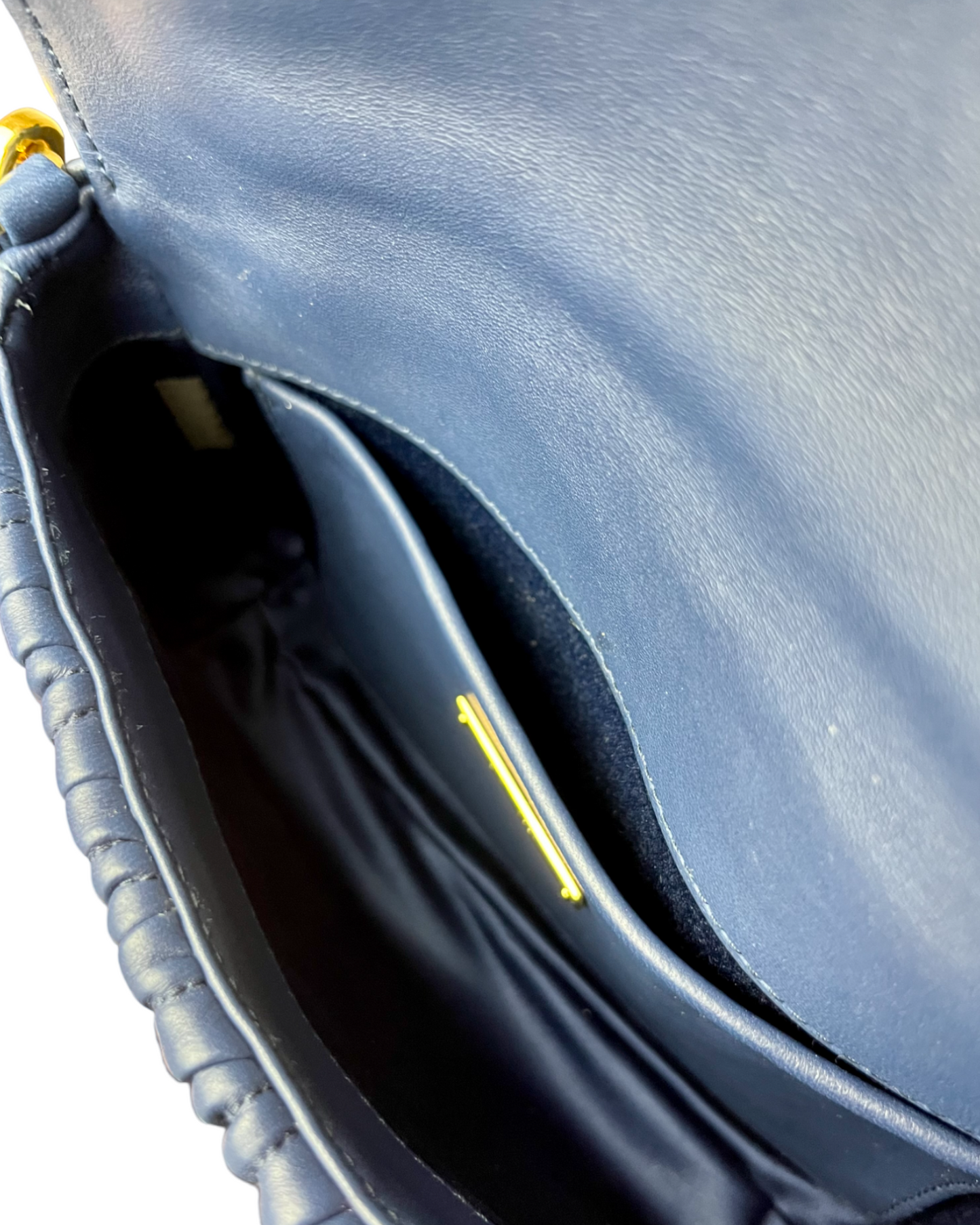 Miu Miu Blue Matelassé Leather Flap Crossbody Bag