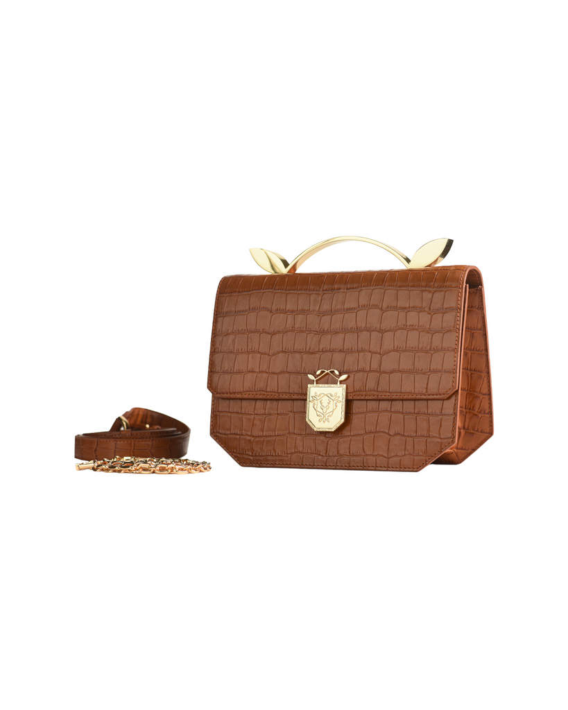 Rania Manasra Brown Opulent Shoulder Bag